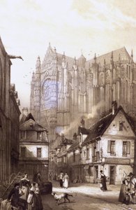 Francia - Oise - departamento 60 - Beauvais - DR. Museo Departamental de Oise - Grabado por Jean Baptiste Chapuy (1760-siglo XIX) “El ábside de la Catedral de Beauvais” de Unbekannt