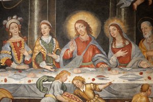 Fresco en la basílica de Santa Caterina, Galatina, Apulia, Italia