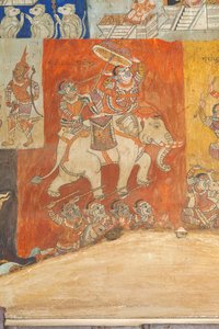 Frescos que adornan las paredes de Wat Bo con escenas del Reamker, Siem Reap, Camboya (foto) de Unbekannter Künstler