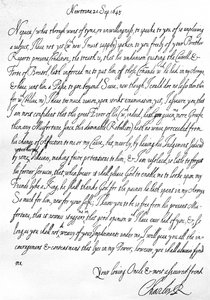Carta amistosa de Carlos I a su sobrino, el Príncipe Mauricio, escrita en Newtown, Powys, Gales, 20 de septiembre de Unbekannt