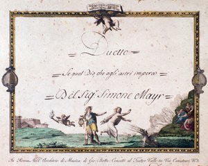 Frontispicio del dúo Se quel dio che agli astri impera de Giovanni Simone Mayr. de Unbekannter Künstler