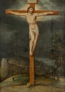 Cristo crucificado en un paisaje de Unbekannter Künstler
