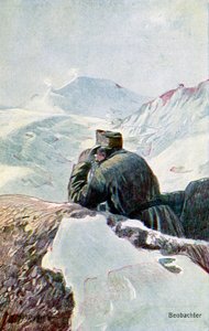 Observador alemán en la nieve, durante la Primera Guerra Mundial de Unbekannter Künstler