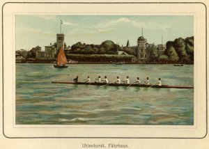Alemania, Hamburgo, casa del transbordador Uhlenhorst cerca del lago Alster, ilustración de : "Ansichten-Album Hamburg" (vistas de Hamburgo), publicado por C. Schneider, Berlín NW c.1890 (litografía) de Unbekannter Künstler