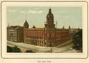 Alemania, Hamburgo, el nuevo edificio para la oficina de correos, ilustración de : "Ansichten-Album Hamburg" (vistas de Hamburgo) , publicado por C. Schneider , Berlin NW, c.1890 (litografía) de Unbekannter Künstler