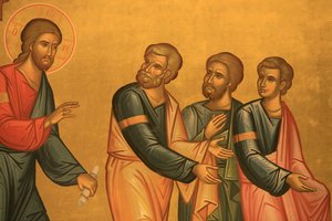 Fresco de la iglesia ortodoxa griega: Cristo después de su transfiguración, Tesalónica, Grecia de Unbekannt