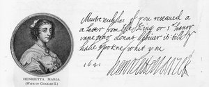 Caligrafía y firma de la Reina Henrietta Maria de Unbekannt