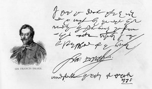 Caligrafía y firma de Sir Francis Drake de Unbekannt