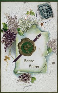Tarjeta de felicitación de Feliz Año Nuevo de William M. Timlin