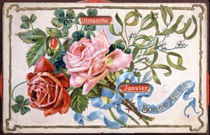 Flores de Feliz Año, principios del siglo XX (tarjeta postal)
