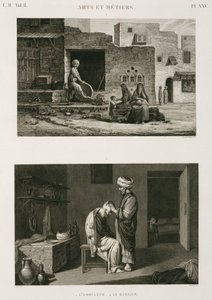 Ferretería y cuchillería, afilador de cuchillos y barbero, Egipto, c. 1798 de Unbekannt