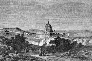 Historia de la Antigua Roma. Grabados de Roma de 1872 de la Basílica de San Pedro y los Palacios Vaticanos de Unbekannt