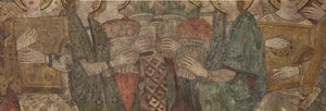 Interior. Cruce norte. Altar (Altar de las pinturas murales). Original de la capilla principal. Pinturas murales (fresco?). (detalle). Finales del siglo XIV