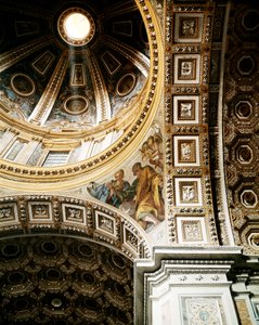 Vista interior de la cúpula de la Basílica de San Pedro en Roma (detalle) de Unbekannt
