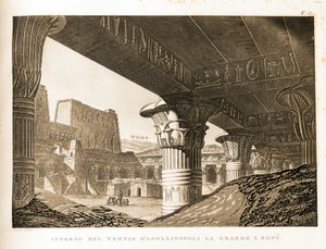 Vista interior del Templo de Apolinópolis en Edfu, Egipto Ilustración del Atlas de Egipto