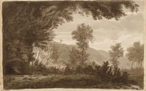 Paisaje italiano con entrada a cueva de Unbekannter Künstler