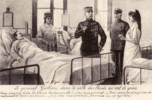Joseph Gallieni visitando a los heridos de Unbekannter Künstler