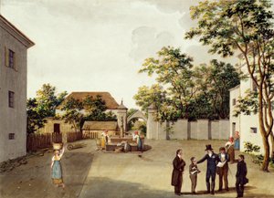 El emperador Franz I (II) de Austria en el patio de la escuela en Perchtoldsdorf de Unbekannter Künstler