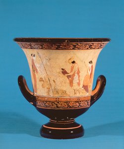 Kalyx krater que representa a Hermes entregando al infante Dionisio a las Ninfas, etrusco, c.460 a.C. de Unbekannt