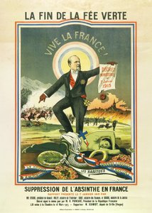El fin del hada verde, litografía durante la prohibición del ajenjo en Francia en 1915 de Unbekannt