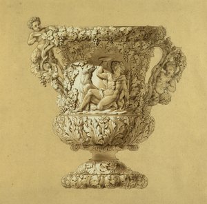 Jarra grande de vino. Dibujo en sepia de Charles Nicolas Odiot