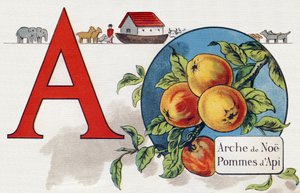 Letra A: Arca de Noé, Apy Manzana. Grabado en "ABC L