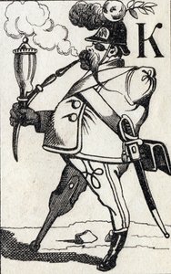 Letra K Fritz Kreutzer. Grabado en "ABC Les Images en Alphabet". Imágenes de Epinal. Pellerin y Cie, impresor-editor, Epinal, finales del siglo XIX, circa 1890. de Unbekannt