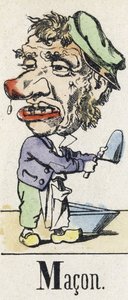 Letra M: albañil. Alfabeto del Cuento Oriental. Imágenes de Epinal, circa 1890 de Unbekannt