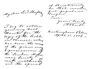 Carta de Alberto, Príncipe Consorte, a Anthony Ashley-Cooper, Conde de Shaftesbury, agradeciéndole por una copia de la Biblia en chino, escrita desde el Palacio de Buckingham de Unbekannt