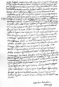 Carta de María Reina de Escocia mientras estaba en prisión en Sheffield a la Reina Isabel I de Inglaterra, pidiendo ser permitida a conferenciar con uno de sus sirvientes franceses, tener la consolación de ser permitida un sacerdote católico, y poder corre de Unbekannt