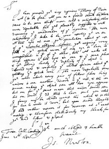 Carta de Sir Isaac Newton a William Briggs, M.D., escrita desde Trinity College, Cambridge, 20 de junio de Unbekannt