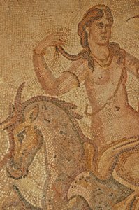 Libia, mosaico romano de Ninfa y Sátiro de la Villa de Jason Magnus