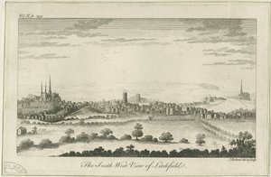 Lichfield - Vista Suroeste: grabado, s.f. [c. 1764] de Unbekannt