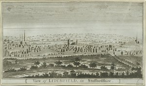 Lichfield - Vista Suroeste: grabado, s.f. [c. 1780-85] de Unbekannt