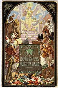 Literatura. Lingüística. Alegoría del esperanto (lengua común europea.) Postal, Hungría de Unbekannter Künstler