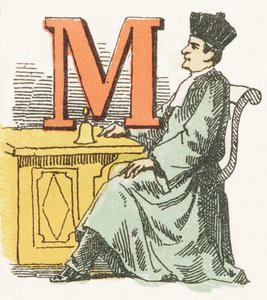 M - Magistrado - Alfabeto Infantil, Ediciones Gordinne 1920 (grabado)