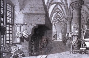 Manche N* 016, Museo de Avranches, “La sala de los caballeros” del Mont St Michel, Litografía de Unbekannt