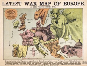 Mapa de Europa que caracteriza a las superpotencias rivales