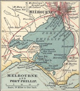 Mapa de Melbourne, c.1900 (grabado) de Unbekannter Künstler