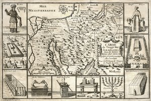 Mapa del viaje de los israelitas desde su salida de Egipto de Unbekannter Künstler
