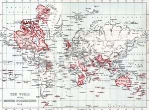 Mapa del mundo que muestra las posesiones británicas en 1904 de Unbekannt