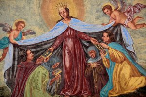 Fresco de María en la iglesia de Loreto, Praga, República Checa