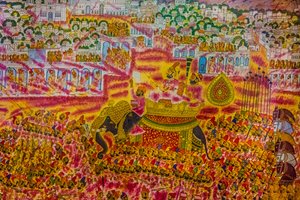 Pintura en miniatura del fuerte de Jodpur, festival de Holi, Mandawa, Rajastán, India, Asia (foto) de Unbekannter Künstler
