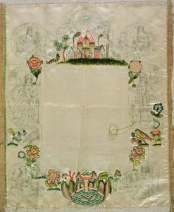 Marco de espejo, bordado sin terminar en sedas de colores, mediados del siglo XVII de Unbekannt