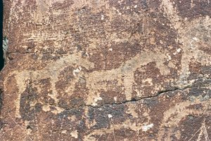 Mongolia, Desierto de Gobi, grabado rupestre