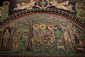Mosaico del Antiguo Testamento "Sacrificio de Isaac". Basílica de San Vitale. Siglo VI, Rávena, Italia. UNESCO