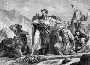 Moisés destruyendo el becerro de oro - Biblia de Unbekannter Künstler