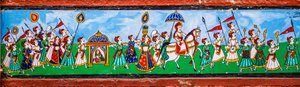 Pintura mural en el casco antiguo de Bundi, Bundi, Rajastán, India, Asia (foto)