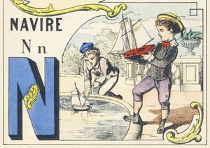 N: barco - Alfabeto de juegos, c.1890