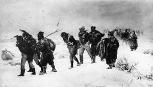 Guerra Napoleónica de 1812, Retiro del Ejército Francés en 1812, de una pintura de Pryanishnakov de Unbekannt